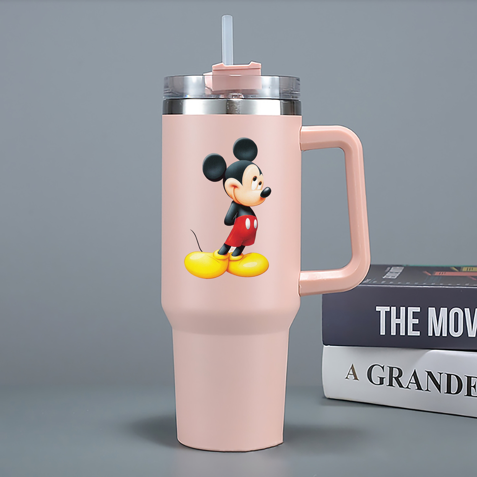 （画像用） ミッキーマウス Mickey Mouse 1200mL車用タンブラー - クリスタルステッカー（プラスチックストロー付き）
